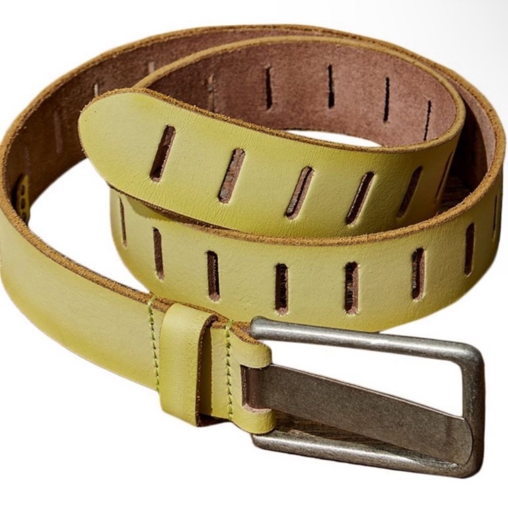 Free People Juno Leather Belt in Yellow